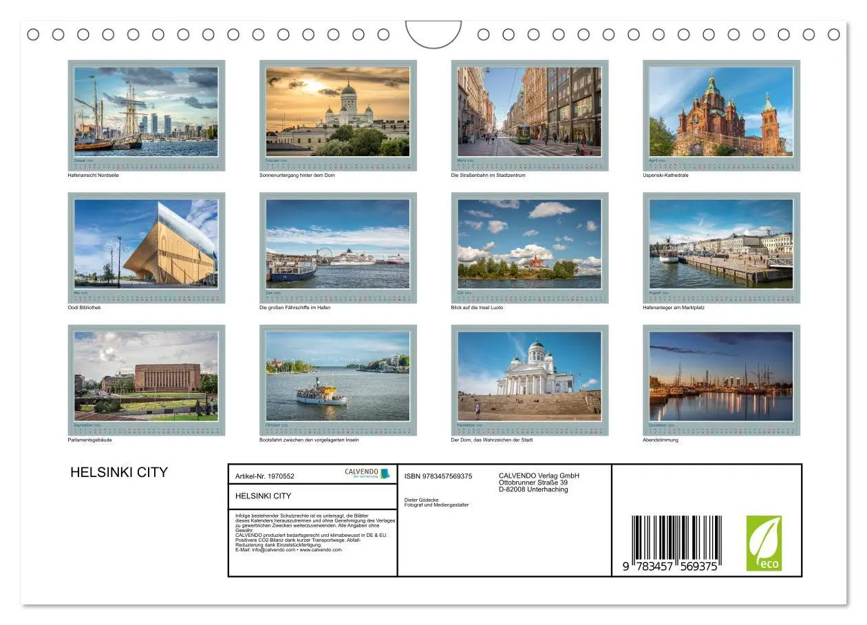 Bild: 9783457569375 | HELSINKI CITY (Wandkalender 2026 DIN A4 quer), CALVENDO Monatskalender