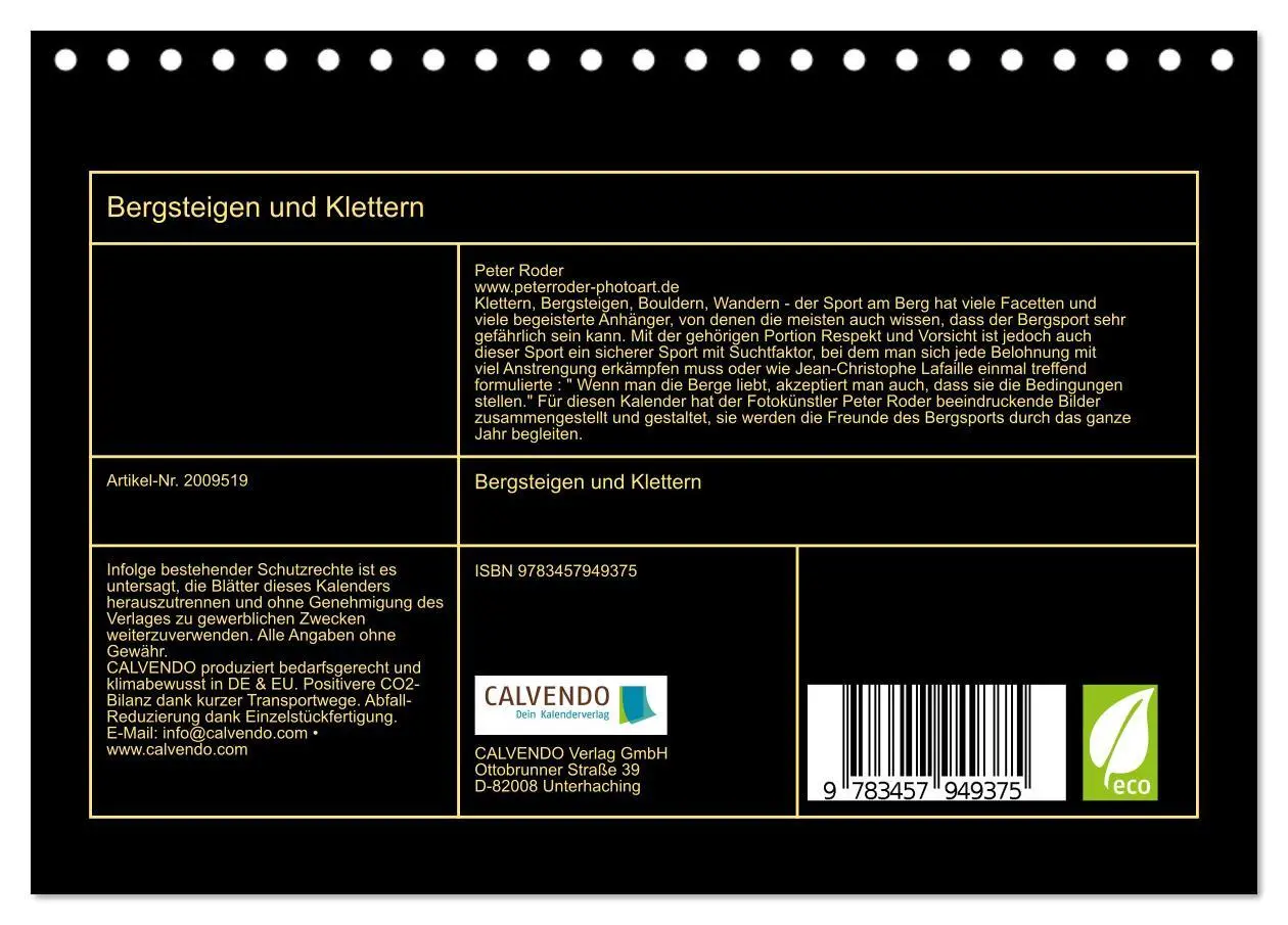 Bild: 9783457949375 | Bergsteigen und Klettern (Tischkalender 2026 DIN A5 quer), CALVENDO...