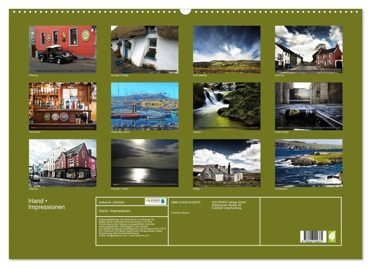Bild: 9783516109375 | Irland ¿ Impressionen (Wandkalender 2026 DIN A2 quer), CALVENDO...