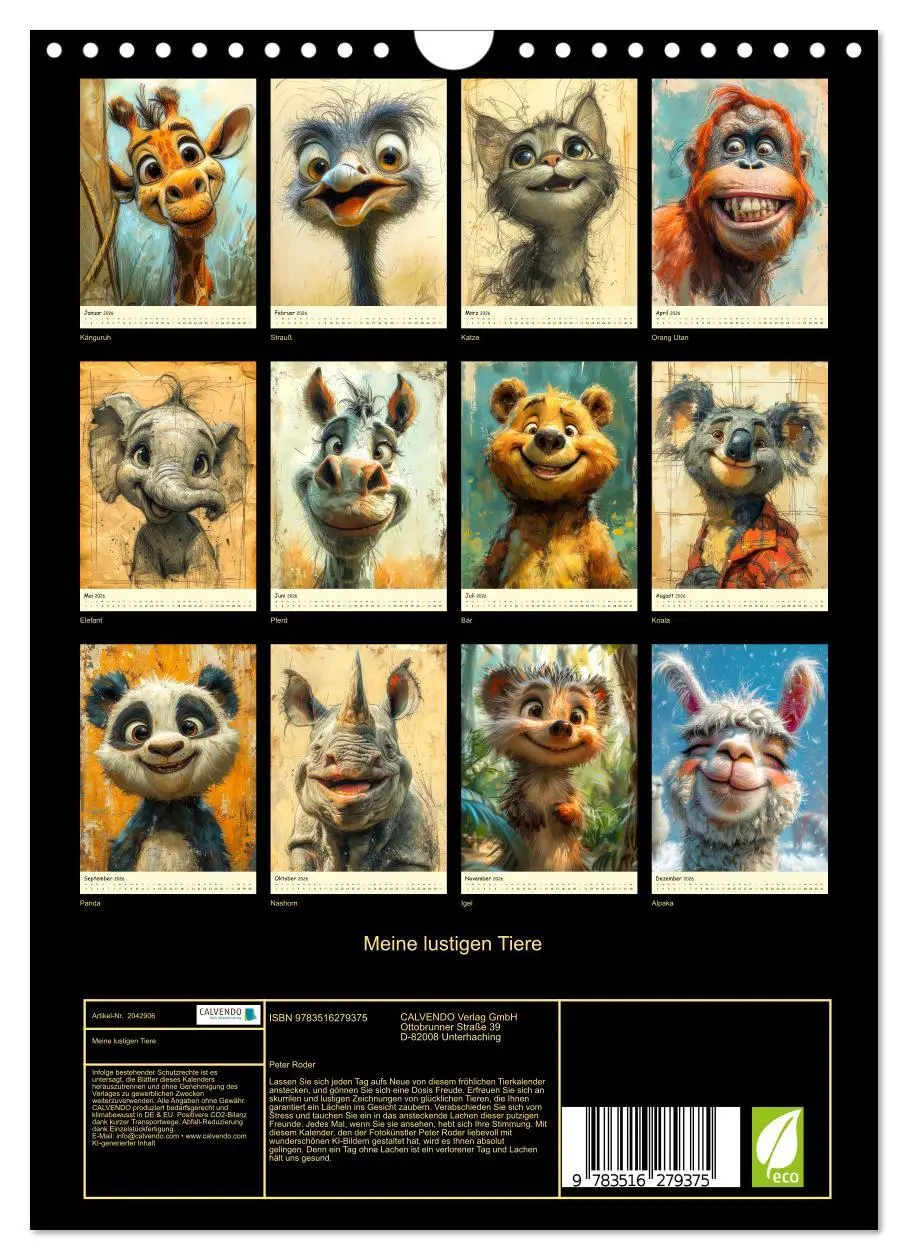 Bild: 9783516279375 | Meine lustigen Tiere (Wandkalender 2026 DIN A4 hoch), CALVENDO...