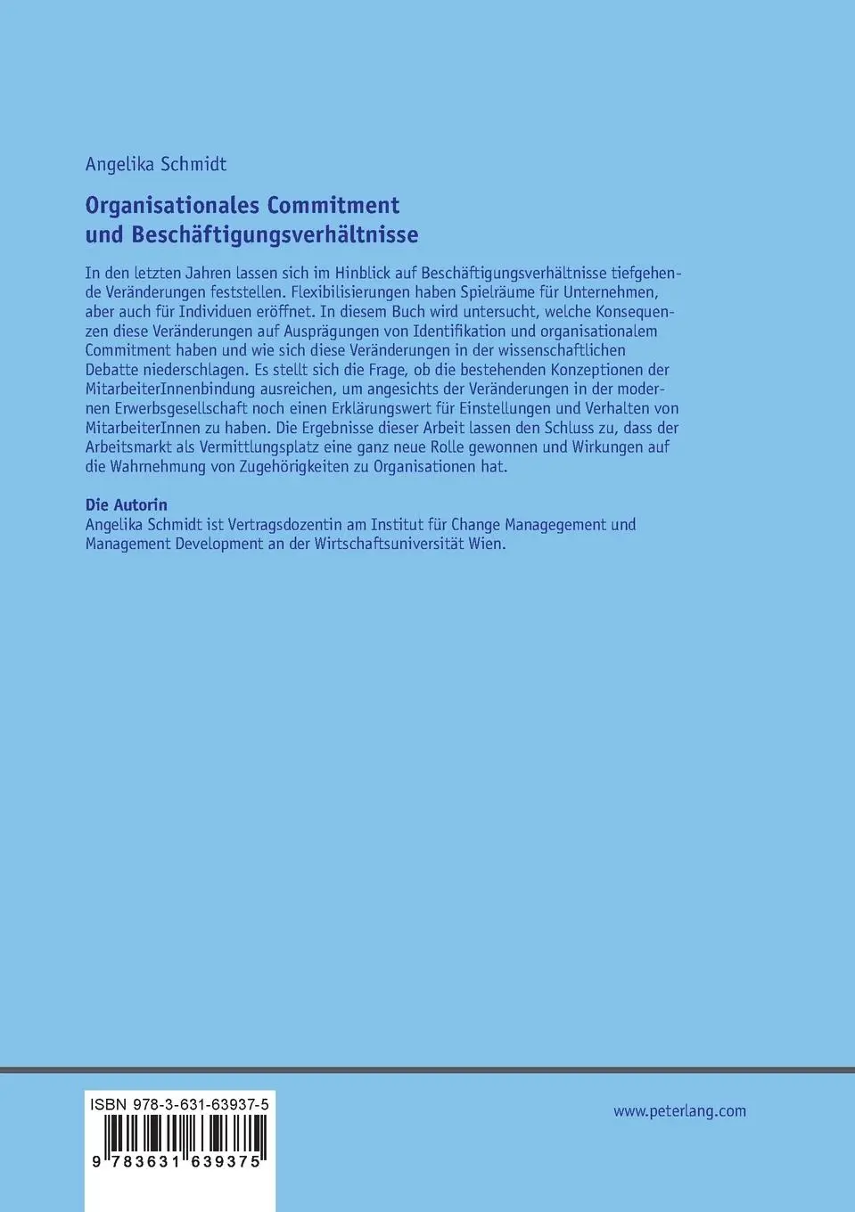 Rückseite: 9783631639375 | Organisationales Commitment und Beschäftigungsverhältnisse | Schmidt