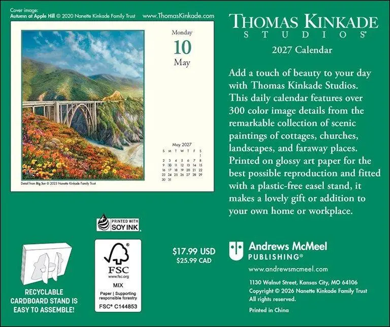 Rückseite: 9798881609375 | Thomas Kinkade: Painter of the Light 2027 | McMeel Andrews | Kalender