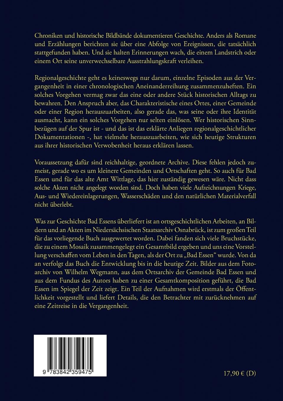 Rückseite: 9783842359475 | Bad Essen | Bilder im Spiegel der Zeit | Wolfgang Huge | Taschenbuch