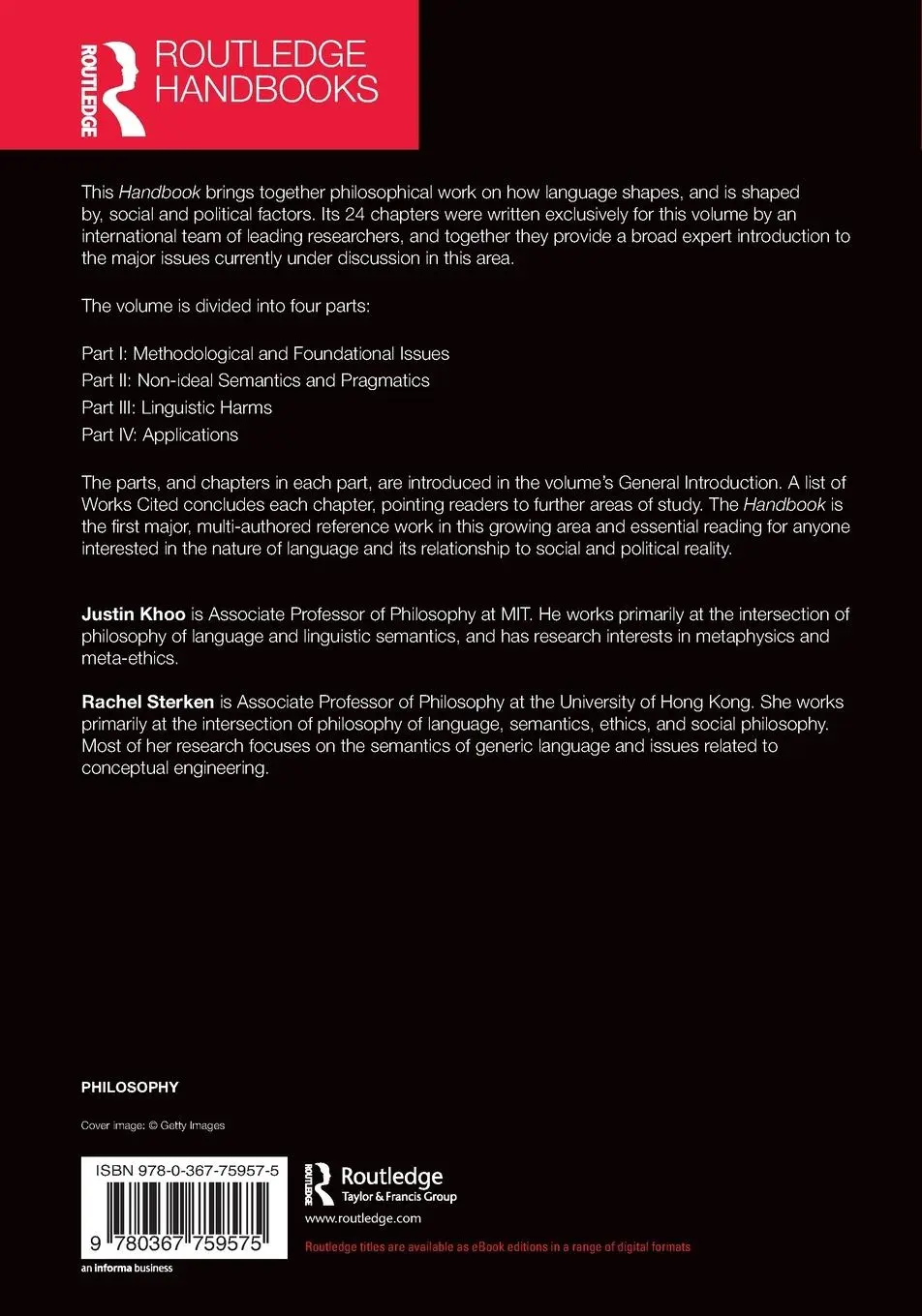 Rückseite: 9780367759575 | The Routledge Handbook of Social and Political Philosophy of Language