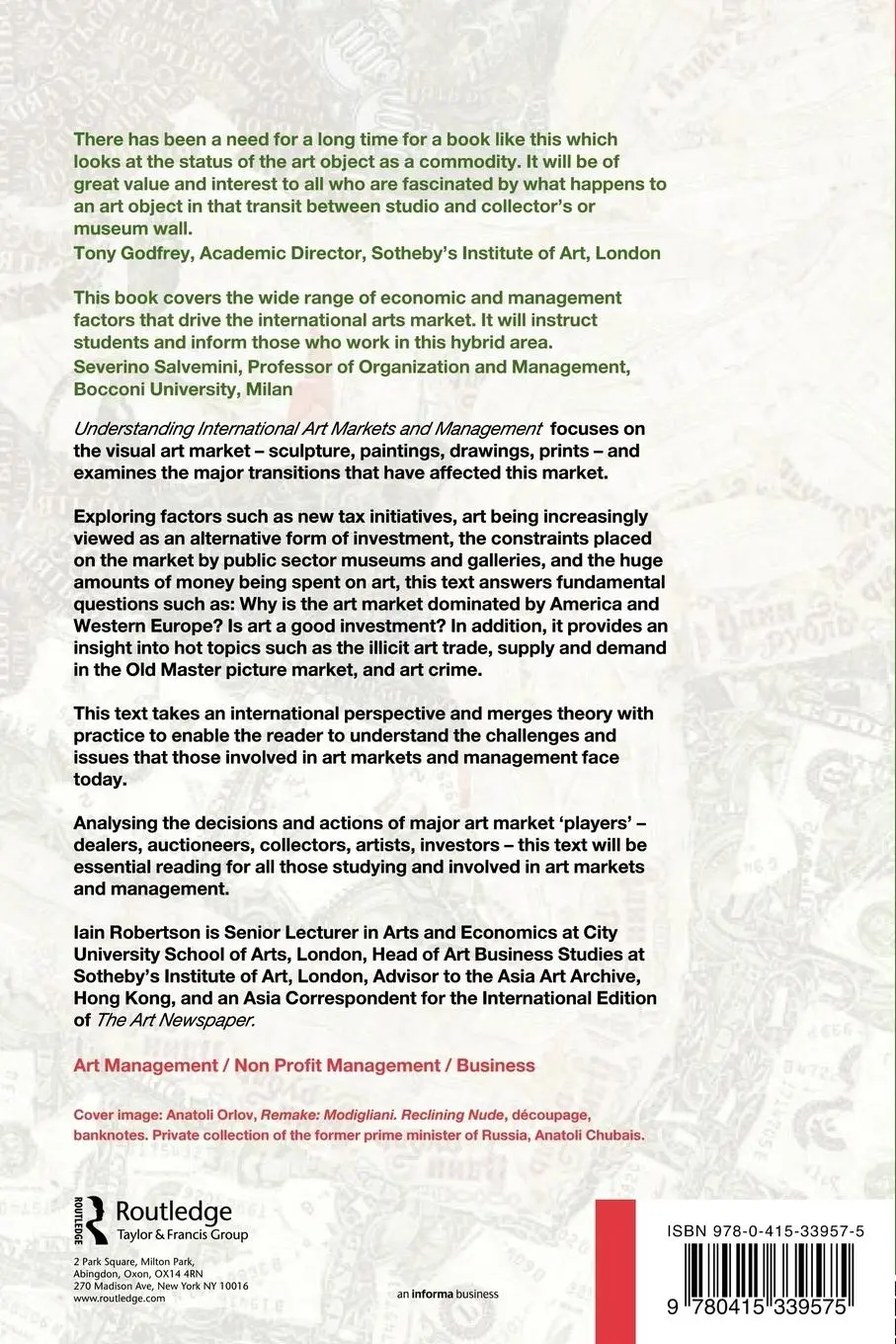 Rückseite: 9780415339575 | Understanding International Art Markets and Management | Robertson