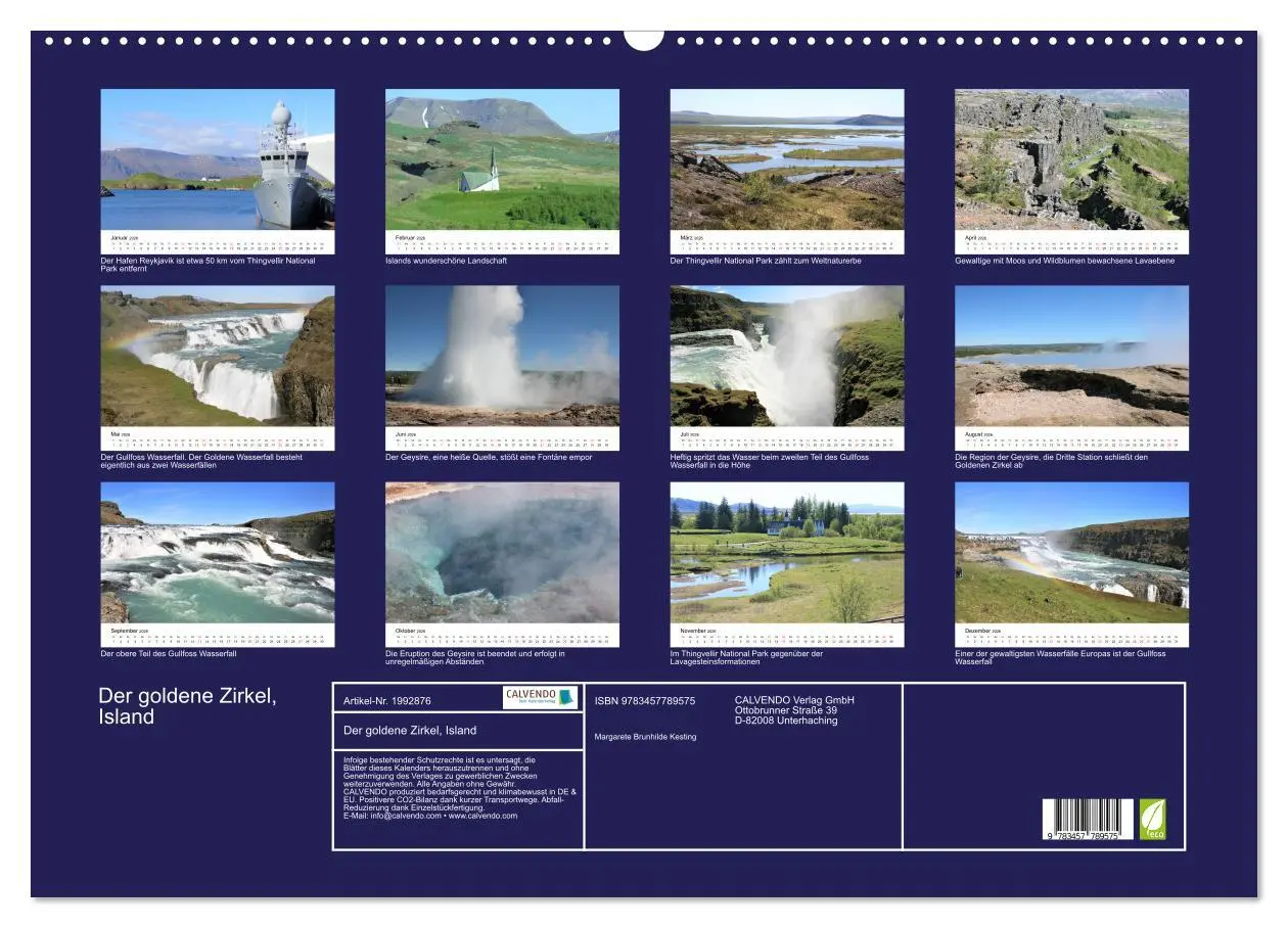 Bild: 9783457789575 | Der goldene Zirkel, Island (Wandkalender 2026 DIN A2 quer),...