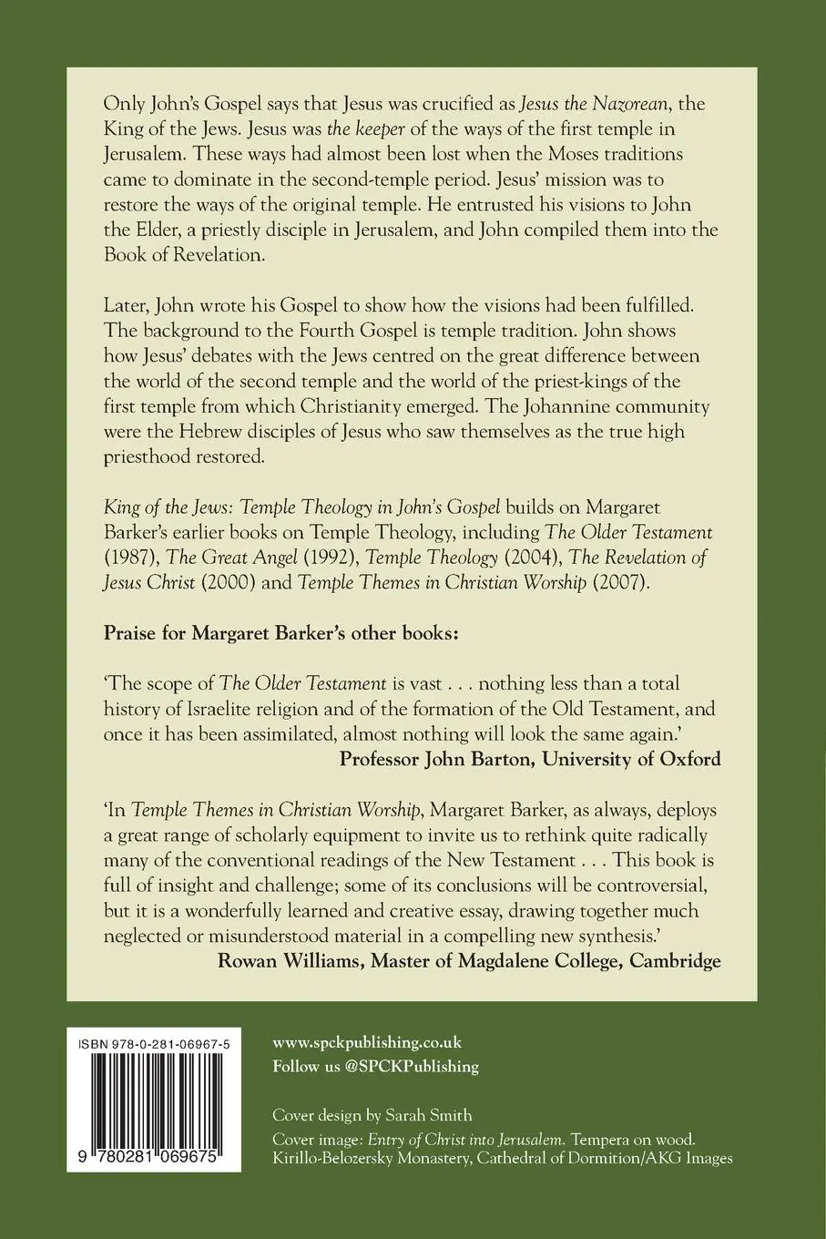 Rückseite: 9780281069675 | King of the Jews | Temple Theology in John's Gospel | Margaret Barker