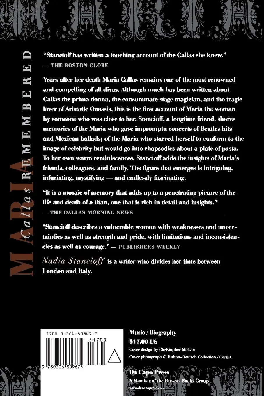 Rückseite: 9780306809675 | Maria Callas Remembered | Nadia Stancioff | Taschenbuch | Englisch