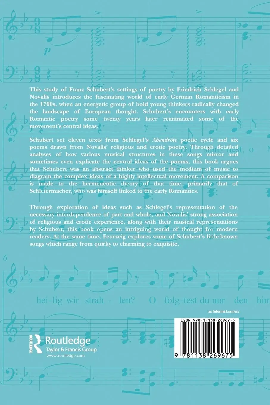 Rückseite: 9781138269675 | Schubert's Lieder and the Philosophy of Early German Romanticism