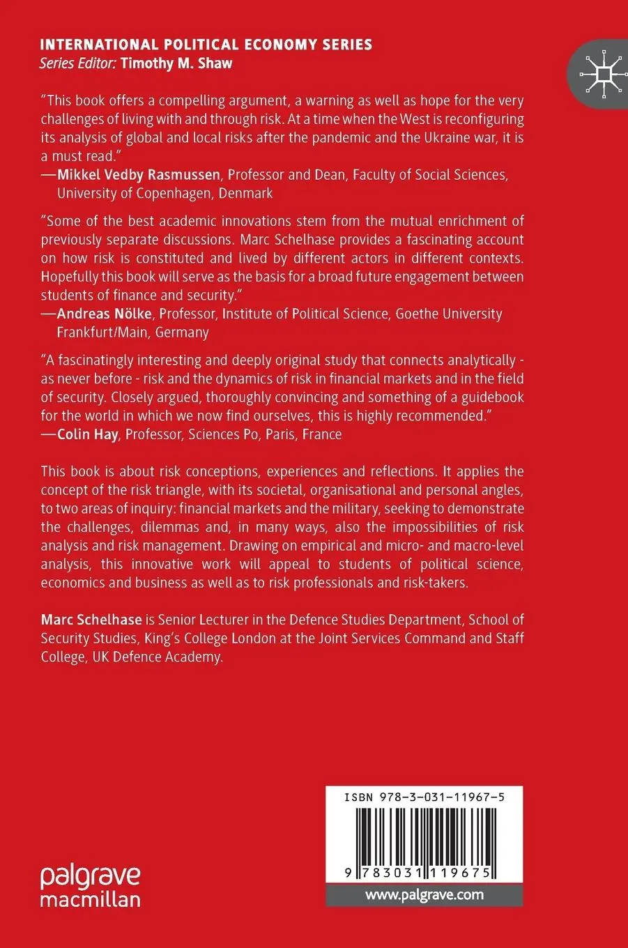 Rückseite: 9783031119675 | The Political Economy of Risk in Finance and the Military | Schelhase