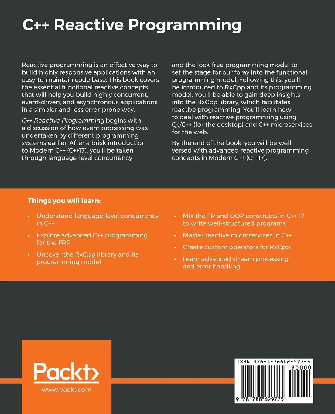 Rückseite: 9781788629775 | C++ Reactive Programming | Praseed Pai (u. a.) | Taschenbuch | 2018