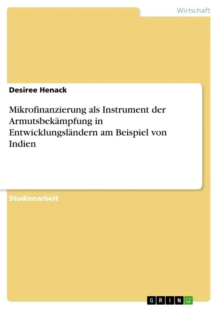 Cover: 9783668639775 | Mikrofinanzierung als Instrument der Armutsbekämpfung in...