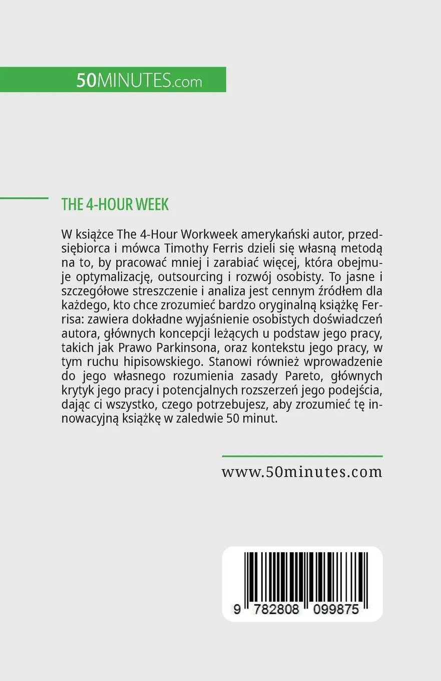 Rückseite: 9782808099875 | The 4-Hour Week | Wszystko w 4 godziny! | Anastasia Samygin-Cherkaoui
