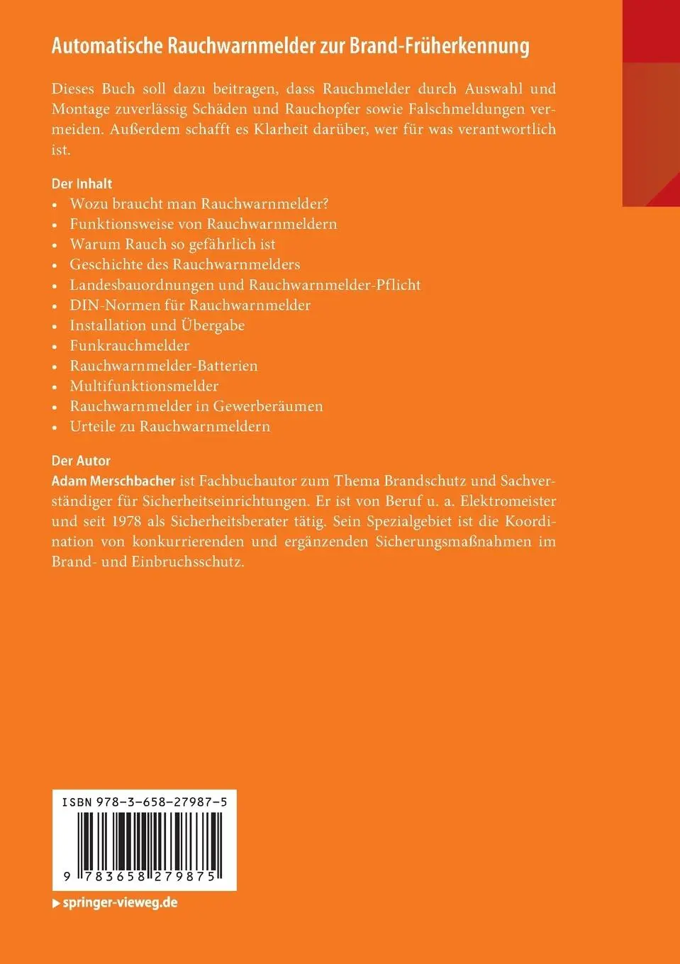 Rückseite: 9783658279875 | Automatische Rauchwarnmelder zur Brand-Früherkennung | Merschbacher