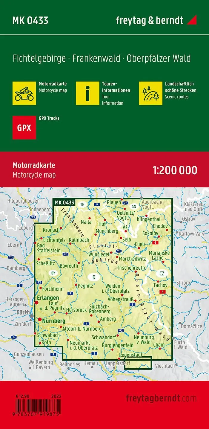 Rückseite: 9783707919875 | Fichtelgebirge, Motorradkarte 1:200.000, freytag &amp; berndt | Berndt