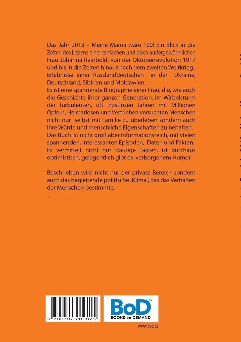 Rückseite: 9783732289875 | Das Jahr 2013 - Meine Mama wäre 100 | Anton Reinbold | Taschenbuch