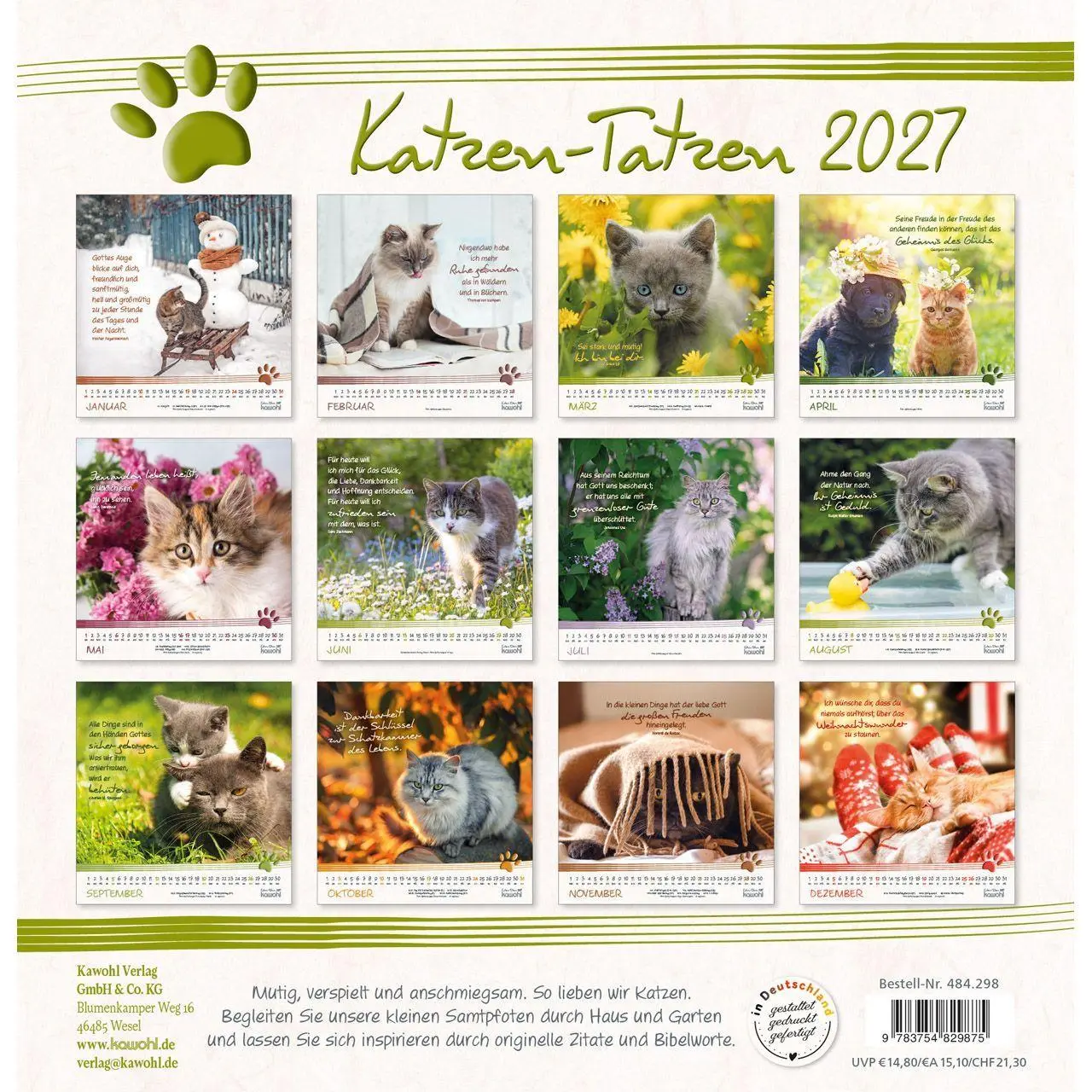 Bild: 9783754829875 | Katzen-Tatzen 2027 | Kalender | 14 S. | Deutsch | 2027