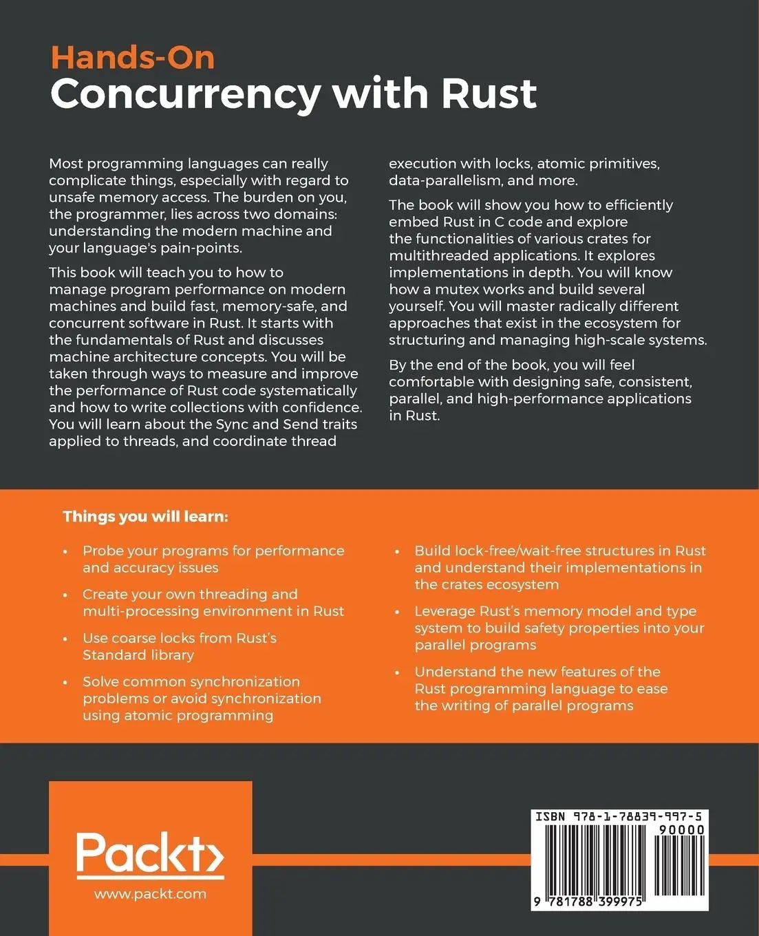 Rückseite: 9781788399975 | Hands-On Concurrency with Rust | Brian L. Troutwine | Taschenbuch