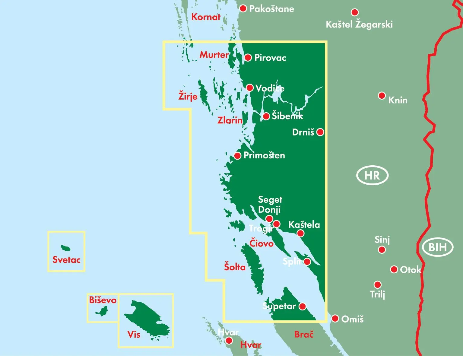 Rückseite: 9783850849975 | FuB Dalmatinische Küste 02. Sibenik - Split - Vis 1 : 100 000 | KG