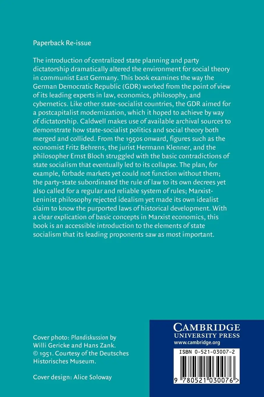 Rückseite: 9780521030076 | Dictatorship, State Planning, and Social Theory in the German...
