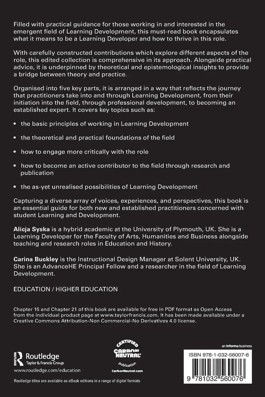 Rückseite: 9781032560076 | How to Be a Learning Developer in Higher Education | Syska (u. a.)