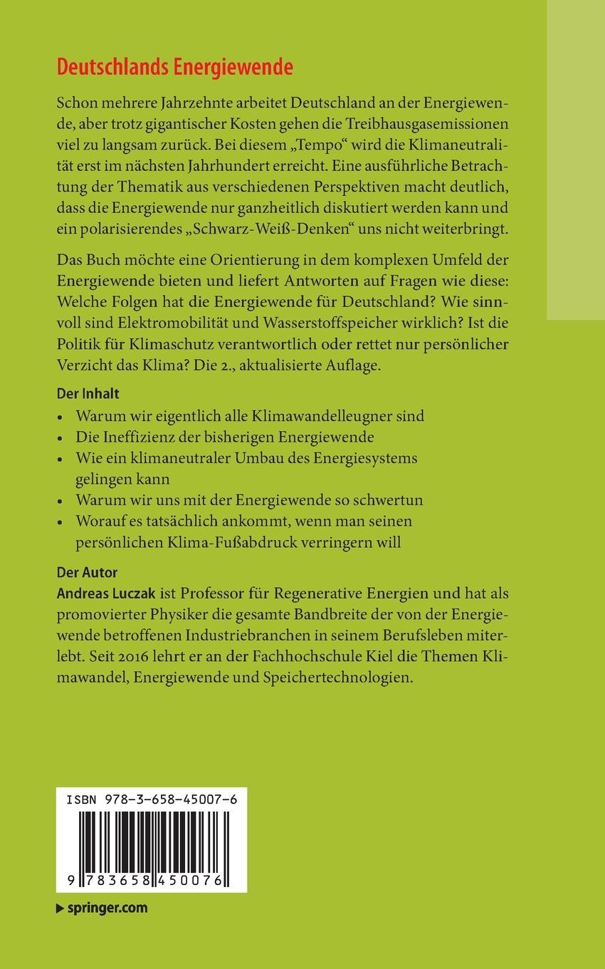 Rückseite: 9783658450076 | Deutschlands Energiewende ¿ Fakten, Mythen und Irrsinn | Luczak | Buch