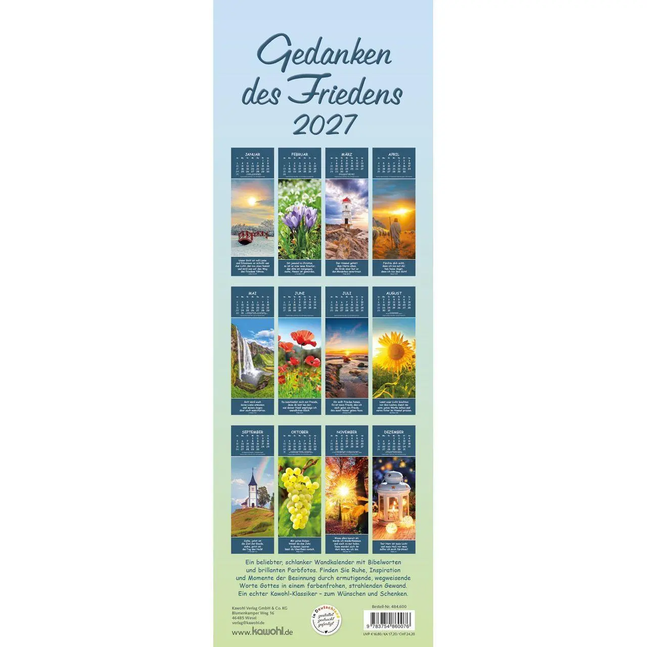Bild: 9783754860076 | Gedanken des Friedens 2027 | Kalender | Spiralbindung | 14 S. | 2027