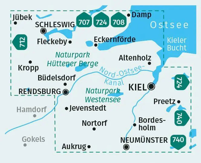 Bild: 9783991540076 | KOMPASS Wanderkarte 714 Kiel, Rendsburg, Schleswig 1:50.000 | Deutsch