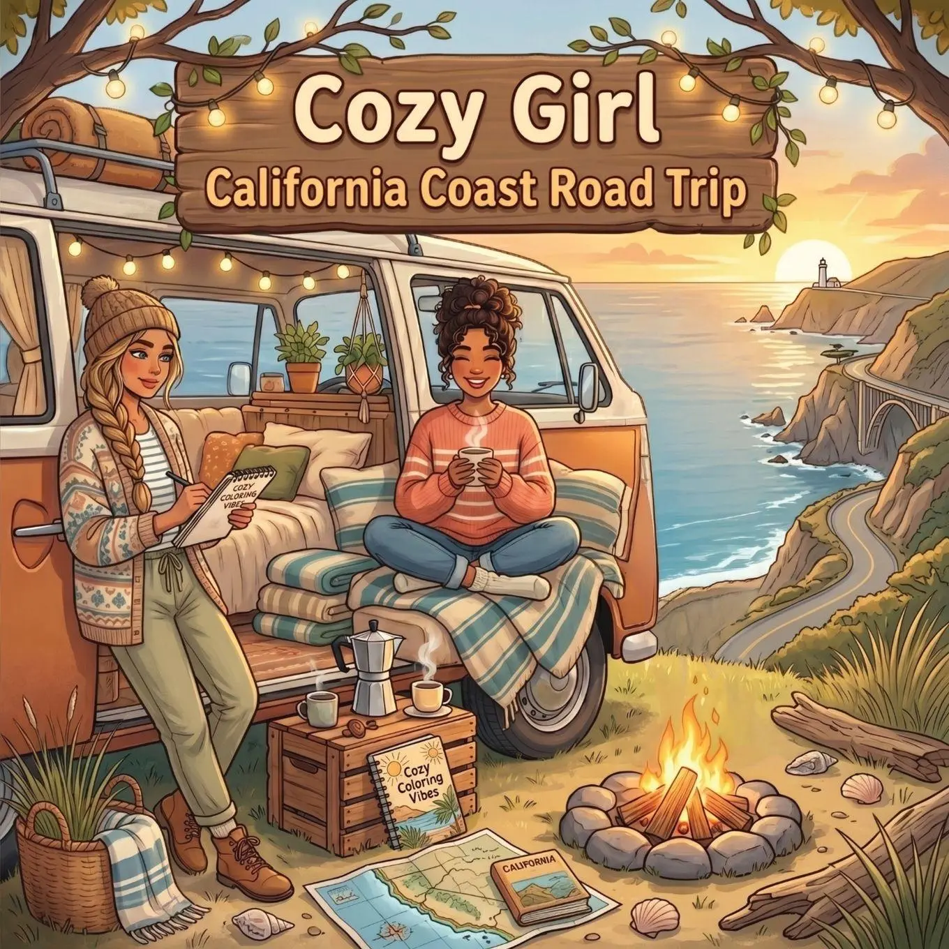 Cover: 9798904760076 | Cozy Girl California Coast Road Trip | Cozy Coloring Vibes | Buch