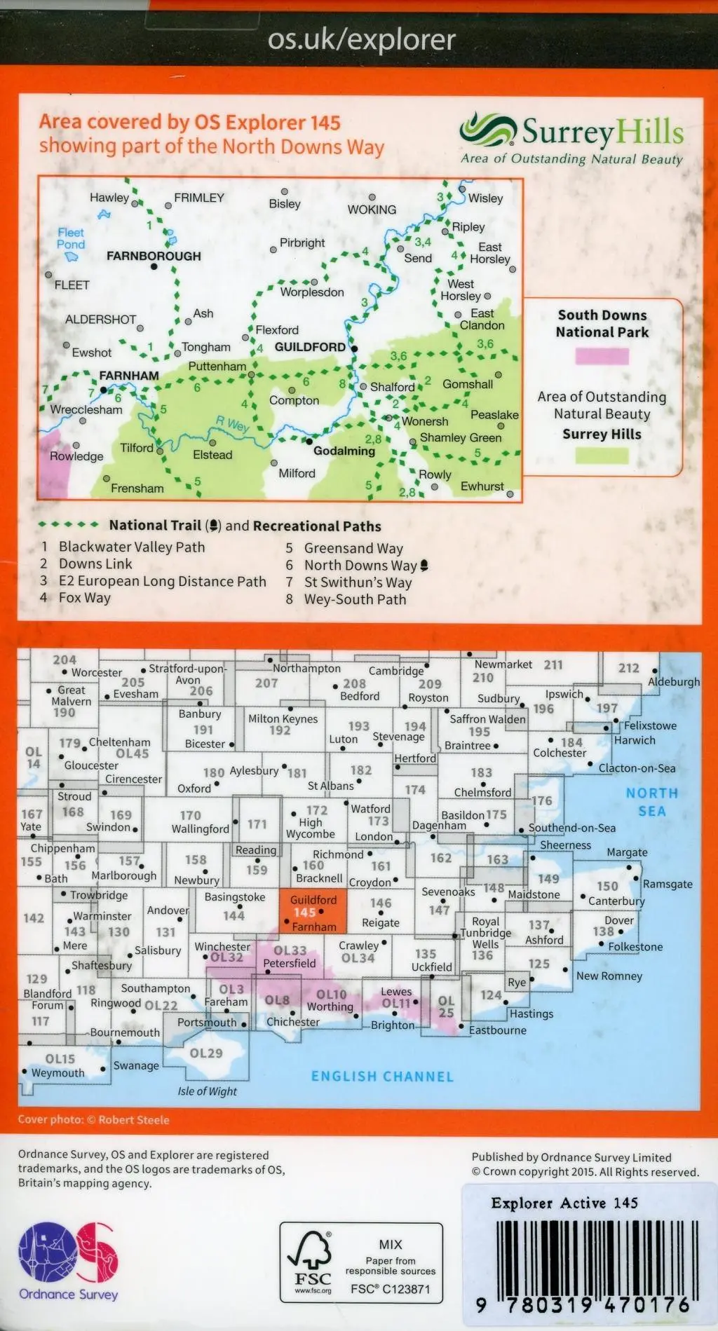 Bild: 9780319470176 | Guildford and Farnham | Ordnance Survey | (Land-)Karte | Englisch