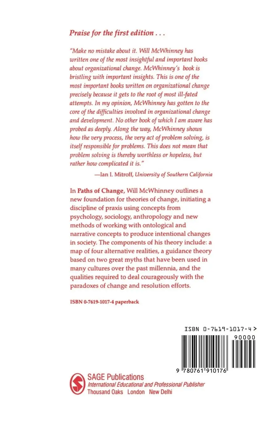 Rückseite: 9780761910176 | Paths of Change | Strategic Choices for Organizations and Society