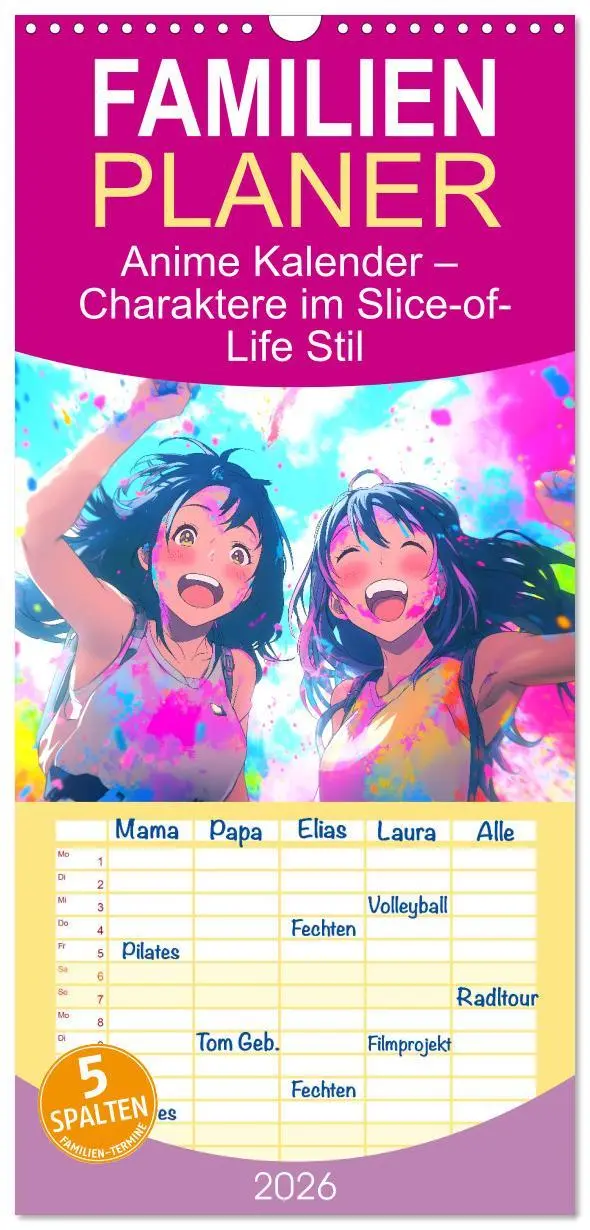 Cover: 9783516490176 | Familienplaner 2026 - Anime Kalender - Charaktere im Slice-of-Life...
