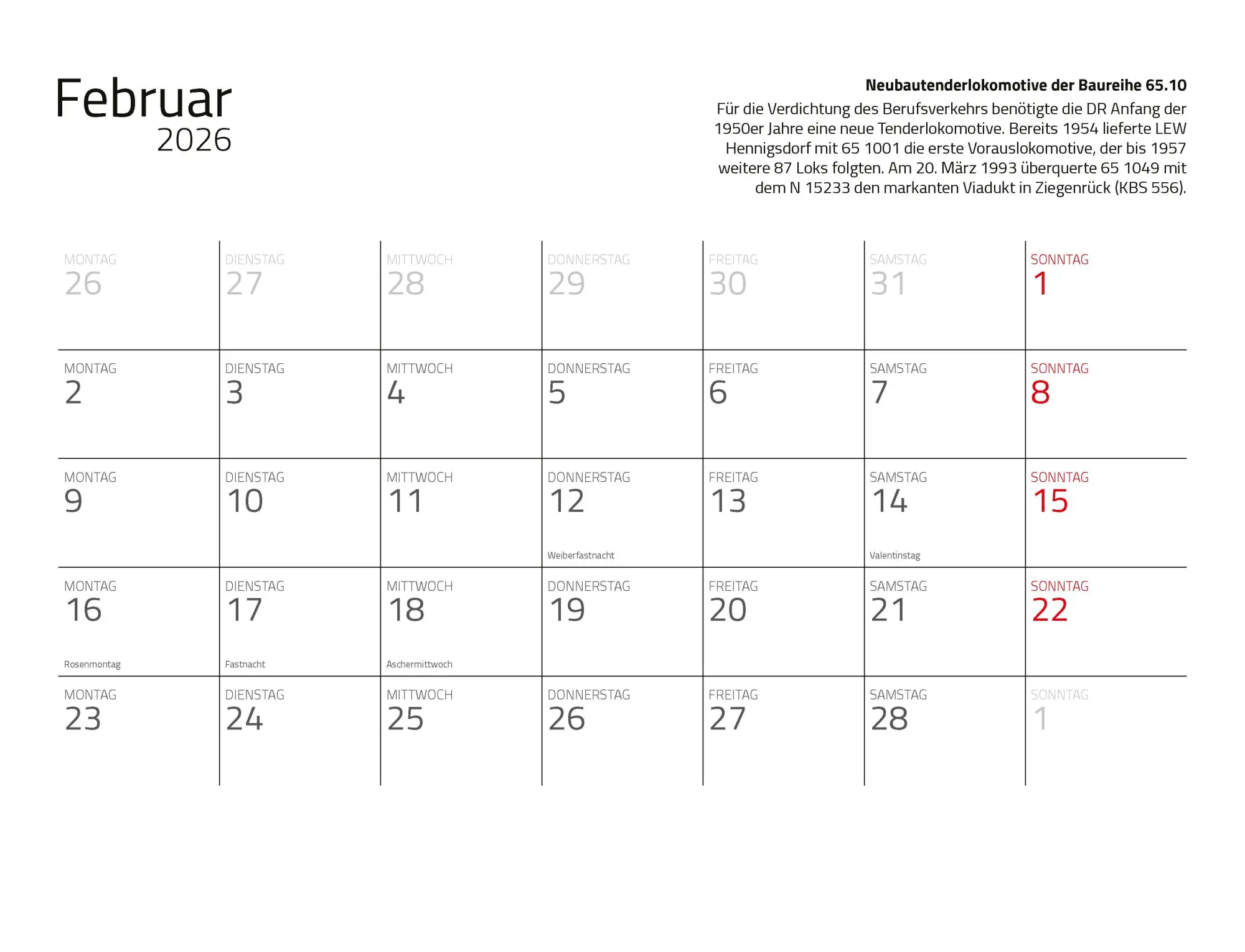Bild: 9783690190176 | Kalender Dampfloks in Farbe 2026 Eintragkalender | Jörg Hajt | 14 S.