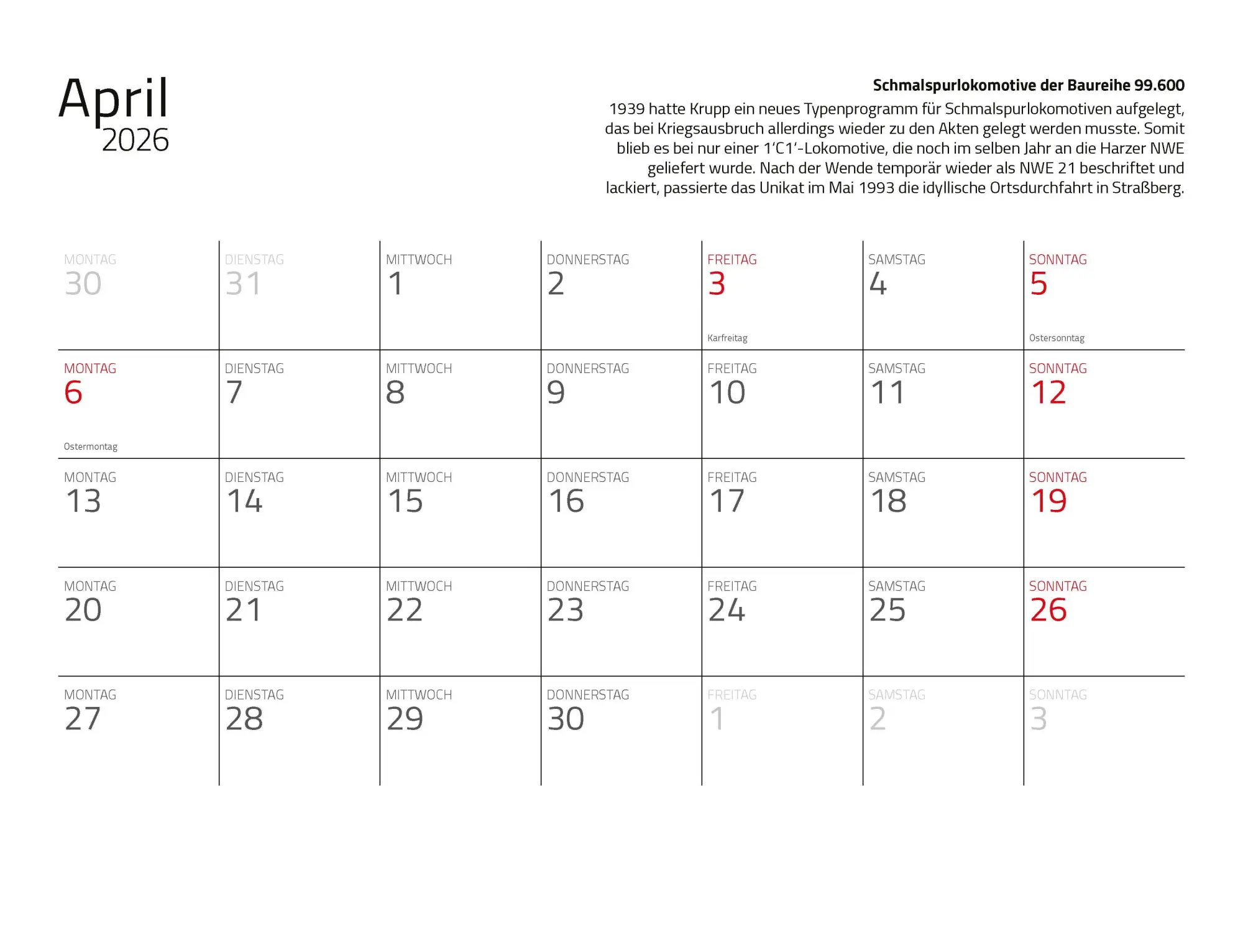 Bild: 9783690190176 | Kalender Dampfloks in Farbe 2026 Eintragkalender | Jörg Hajt | 14 S.