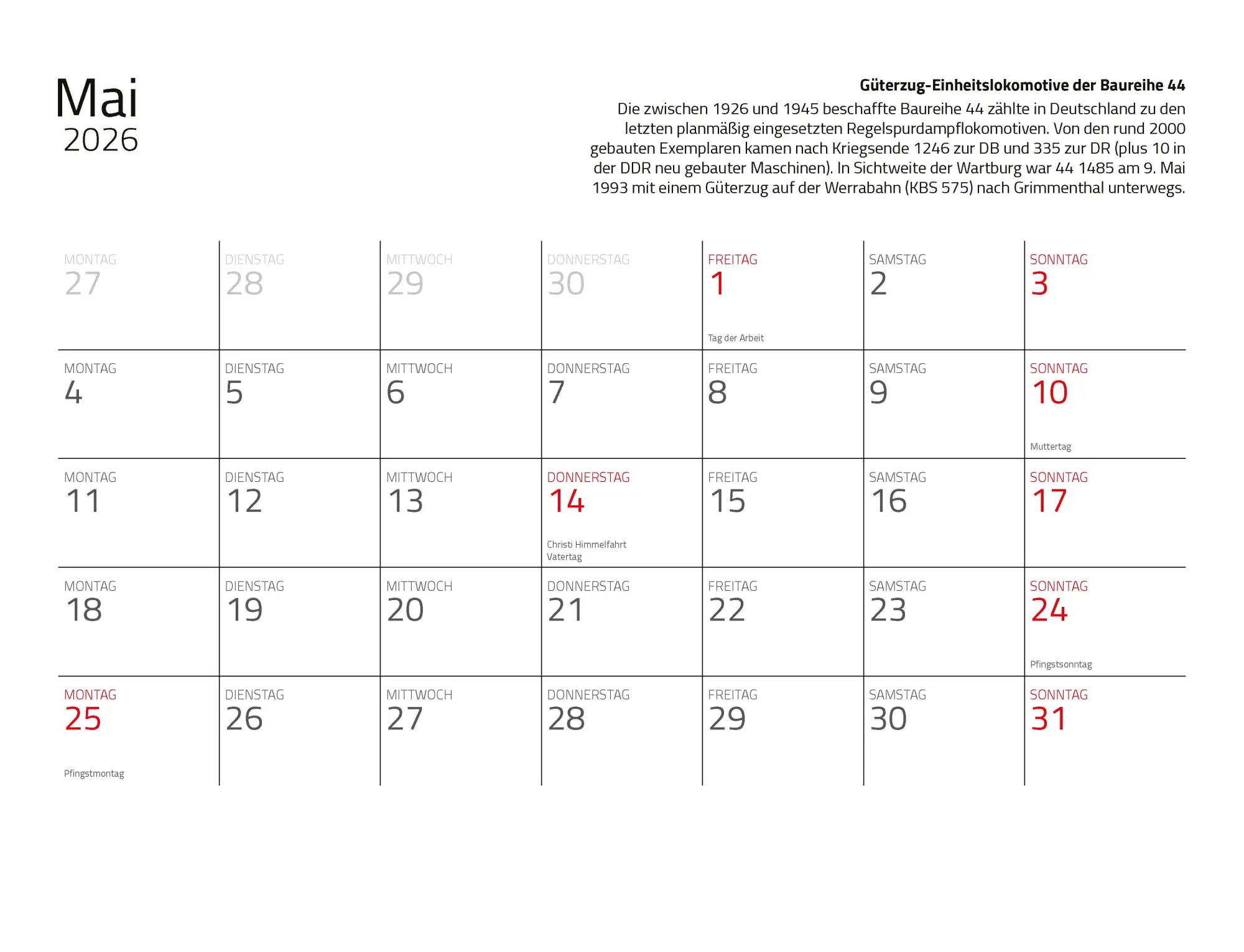 Bild: 9783690190176 | Kalender Dampfloks in Farbe 2026 Eintragkalender | Jörg Hajt | 14 S.