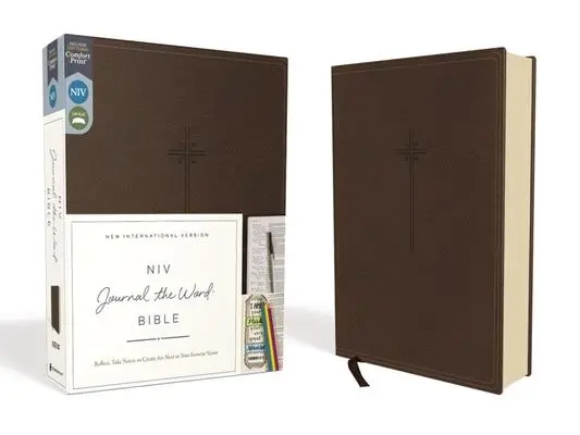 Cover: 9780310450276 | NIV, Journal the Word Bible, Imitation Leather, Brown, Red Letter...