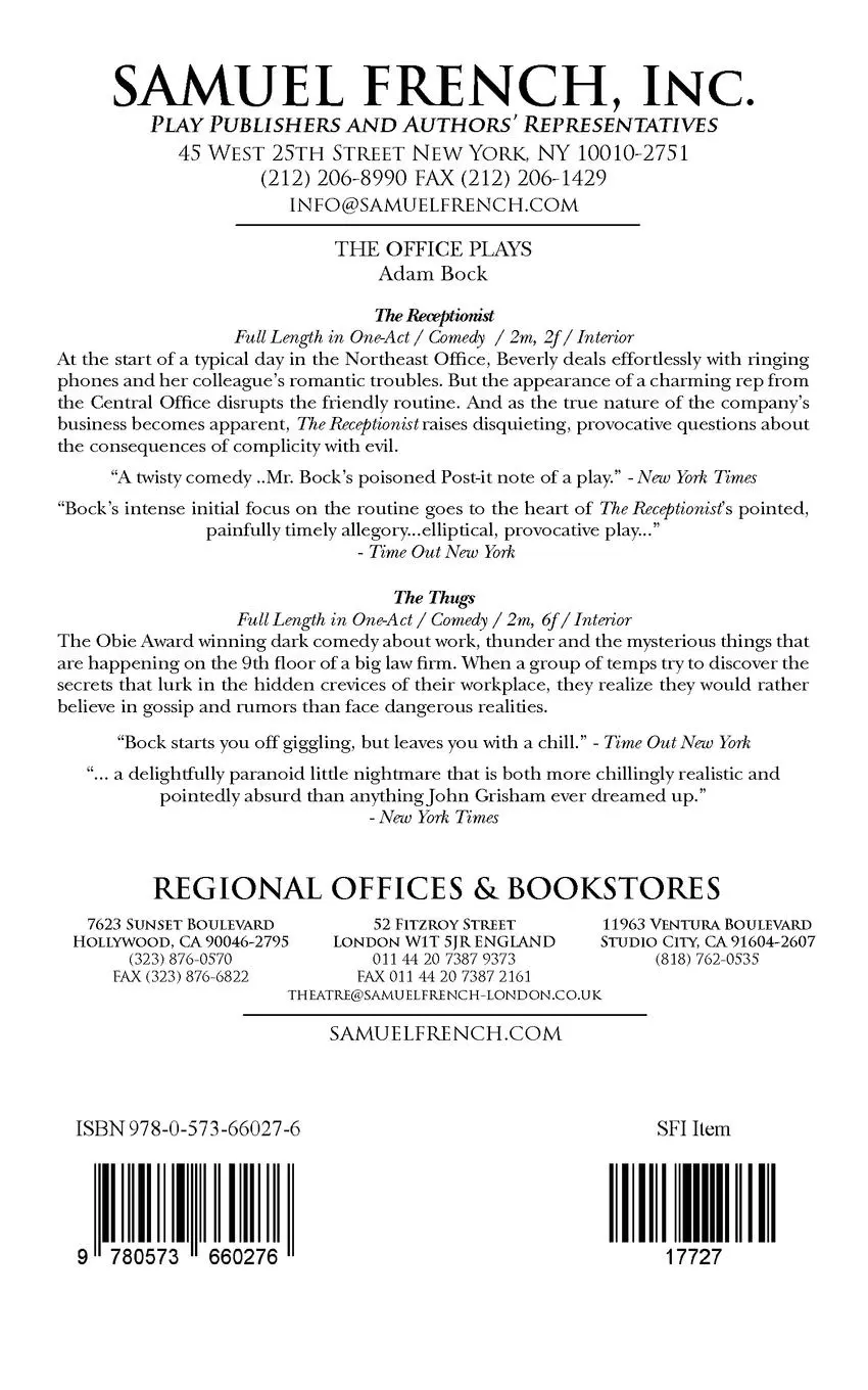 Rückseite: 9780573660276 | The Office Plays | Adam Bock | Taschenbuch | Englisch | 2010