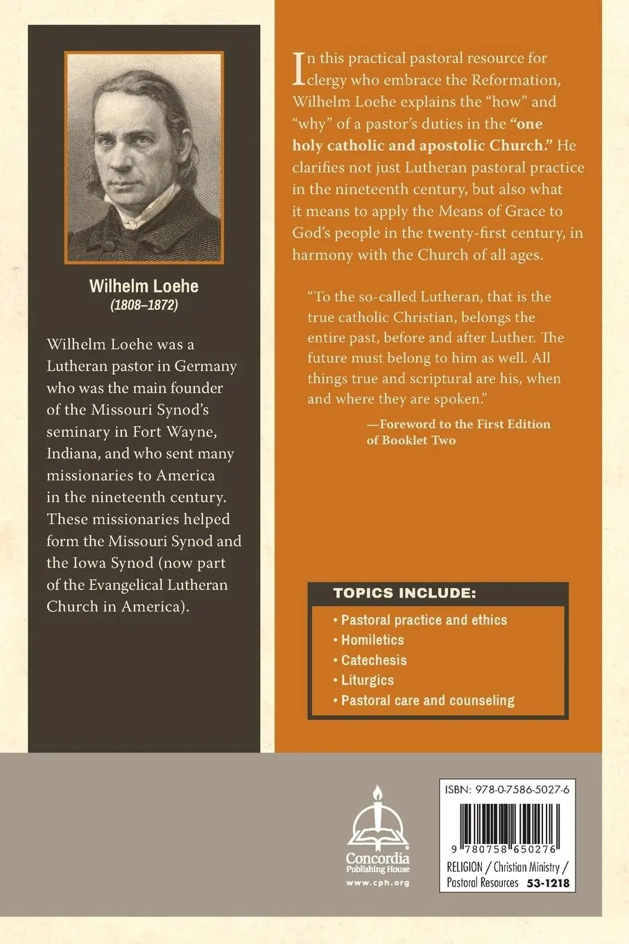 Rückseite: 9780758650276 | The Pastor | Wilhelm Loehe | Taschenbuch | Englisch | 2015