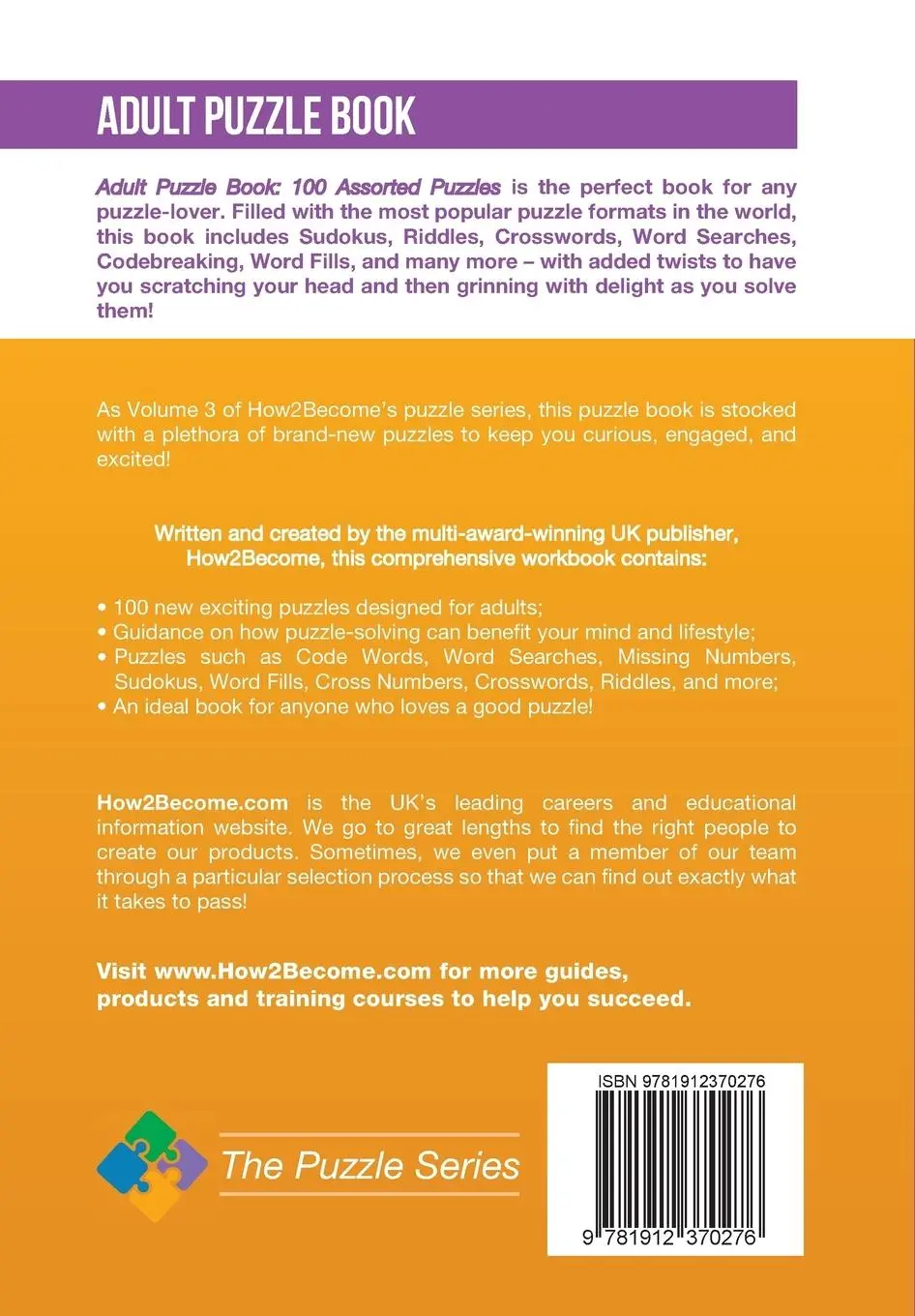 Rückseite: 9781912370276 | Adult Puzzle Book 100 Assorted Puzzles Volume 3 | How2become | Buch