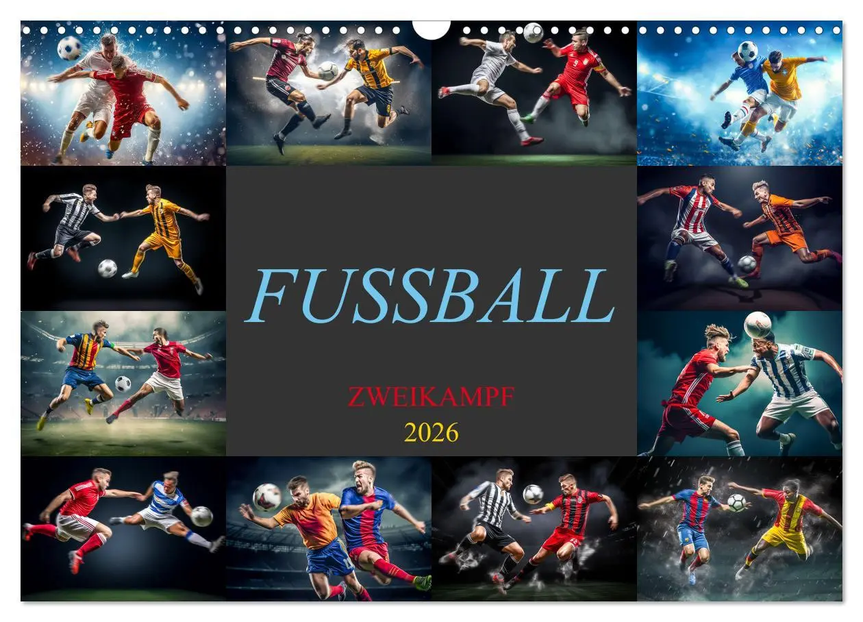 Cover: 9783457460276 | Fussball - Zweikampf (Wandkalender 2026 DIN A3 quer), CALVENDO...