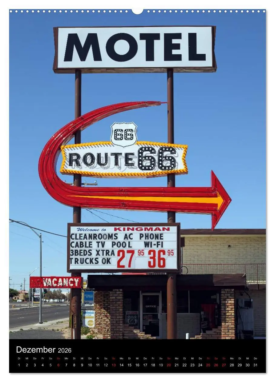 Bild: 9783516480276 | Route 66 (Wandkalender 2026 DIN A2 hoch), CALVENDO Monatskalender