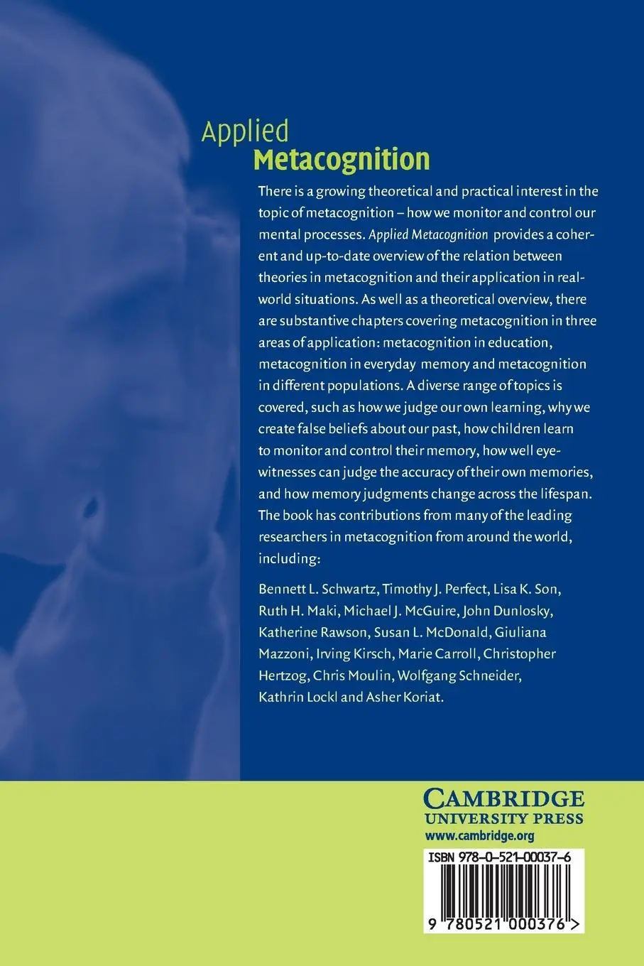 Rückseite: 9780521000376 | Applied Metacognition | Timothy J. Perfect (u. a.) | Taschenbuch