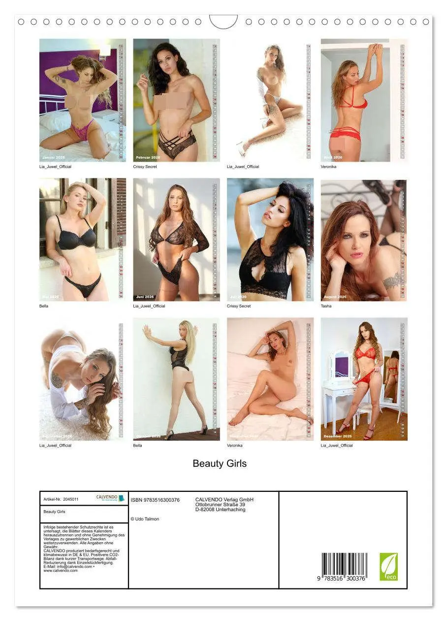 Bild: 9783516300376 | Beauty Girls (Wandkalender 2026 DIN A3 hoch), CALVENDO Monatskalender