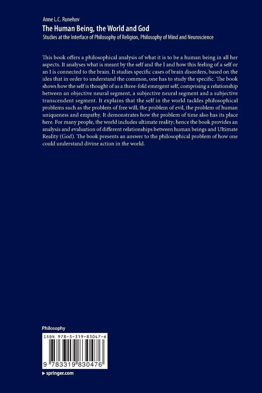Rückseite: 9783319830476 | The Human Being, the World and God | Anne L. C. Runehov | Taschenbuch
