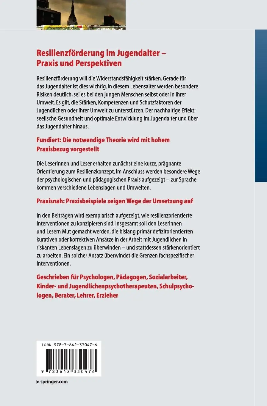 Rückseite: 9783642330476 | Resilienzförderung im Jugendalter | Praxis und Perspektiven | Buch