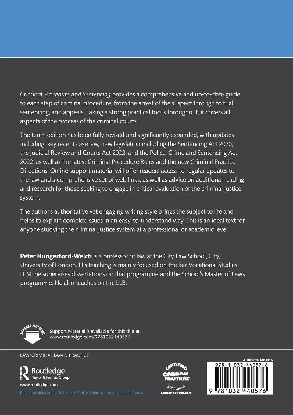 Rückseite: 9781032440576 | Criminal Procedure and Sentencing | Peter Hungerford-Welch | Buch