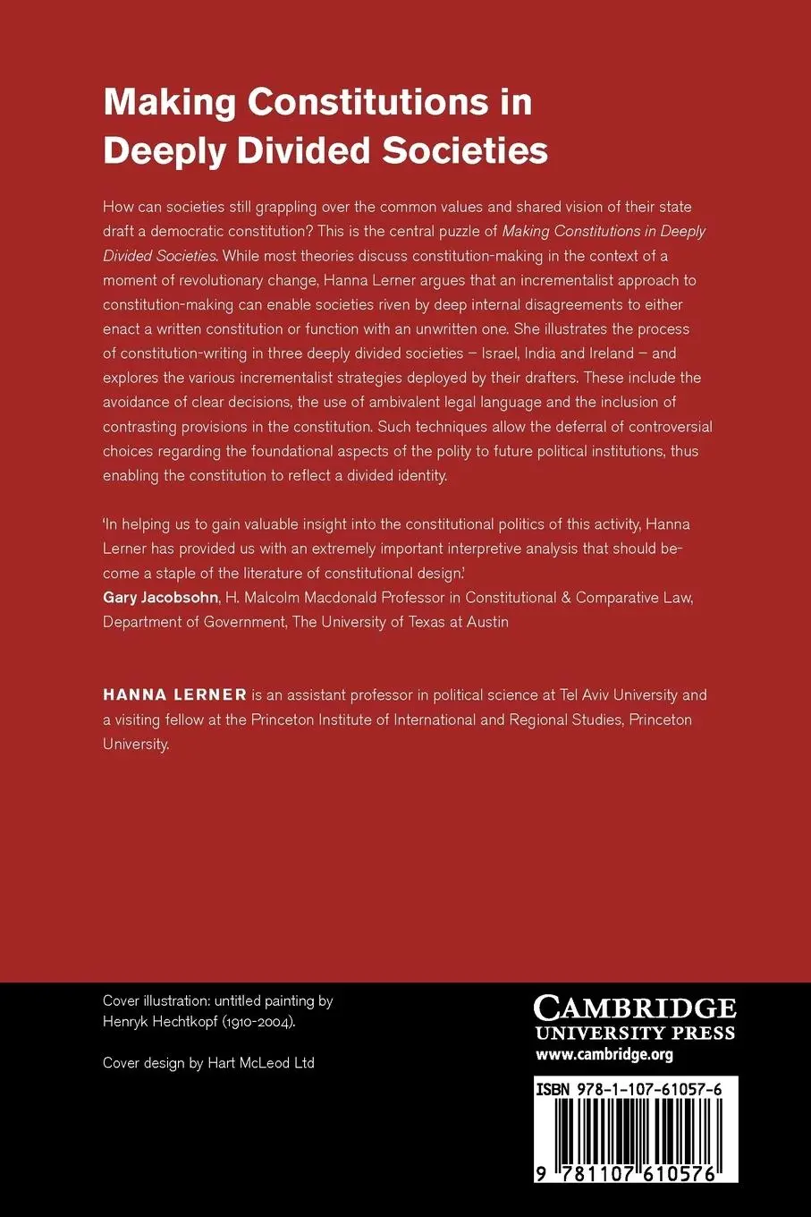 Rückseite: 9781107610576 | Making Constitutions in Deeply Divided Societies | Hanna Lerner | Buch
