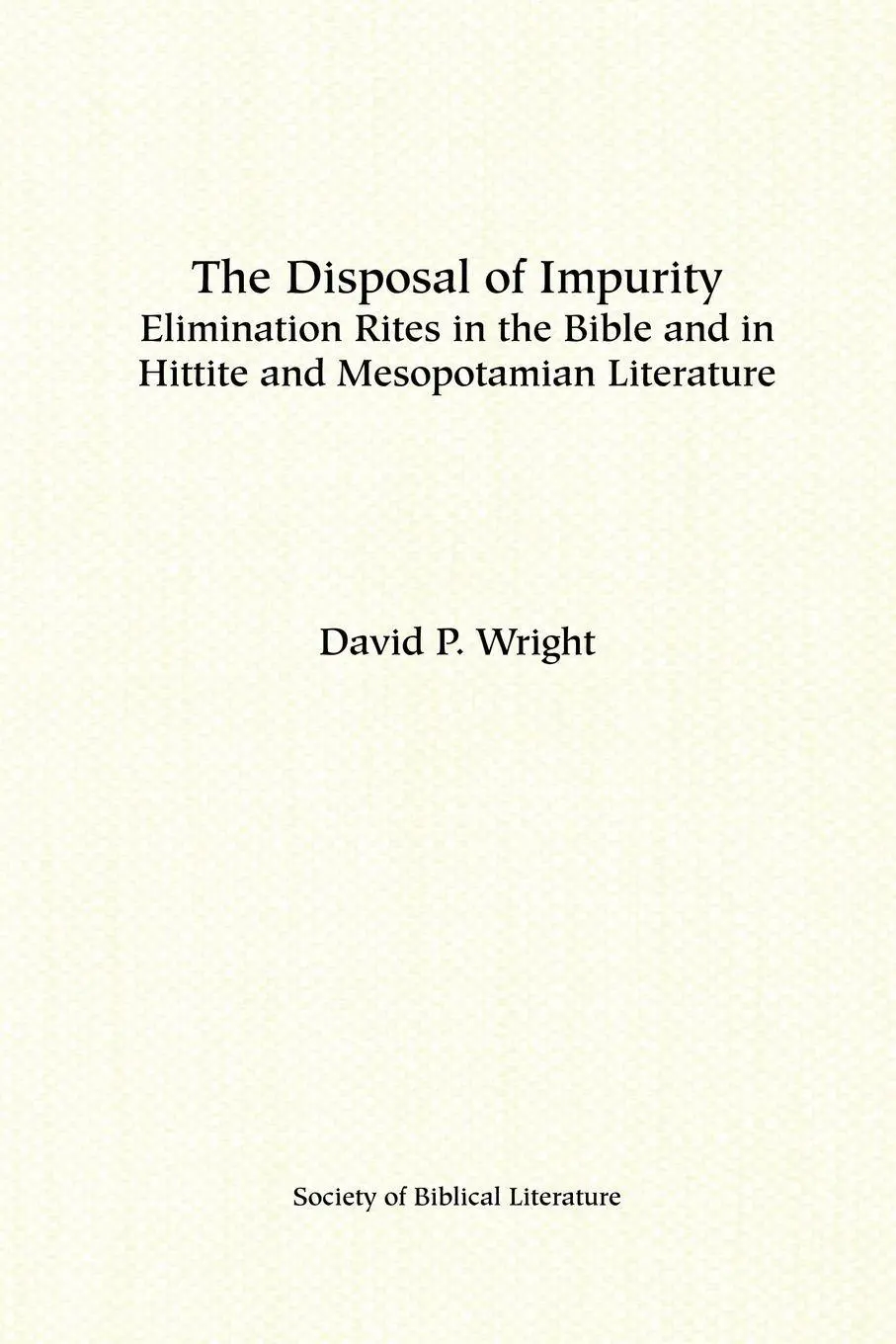Cover: 9781555400576 | The Disposal of Impurity | David P. Wright | Taschenbuch | Englisch