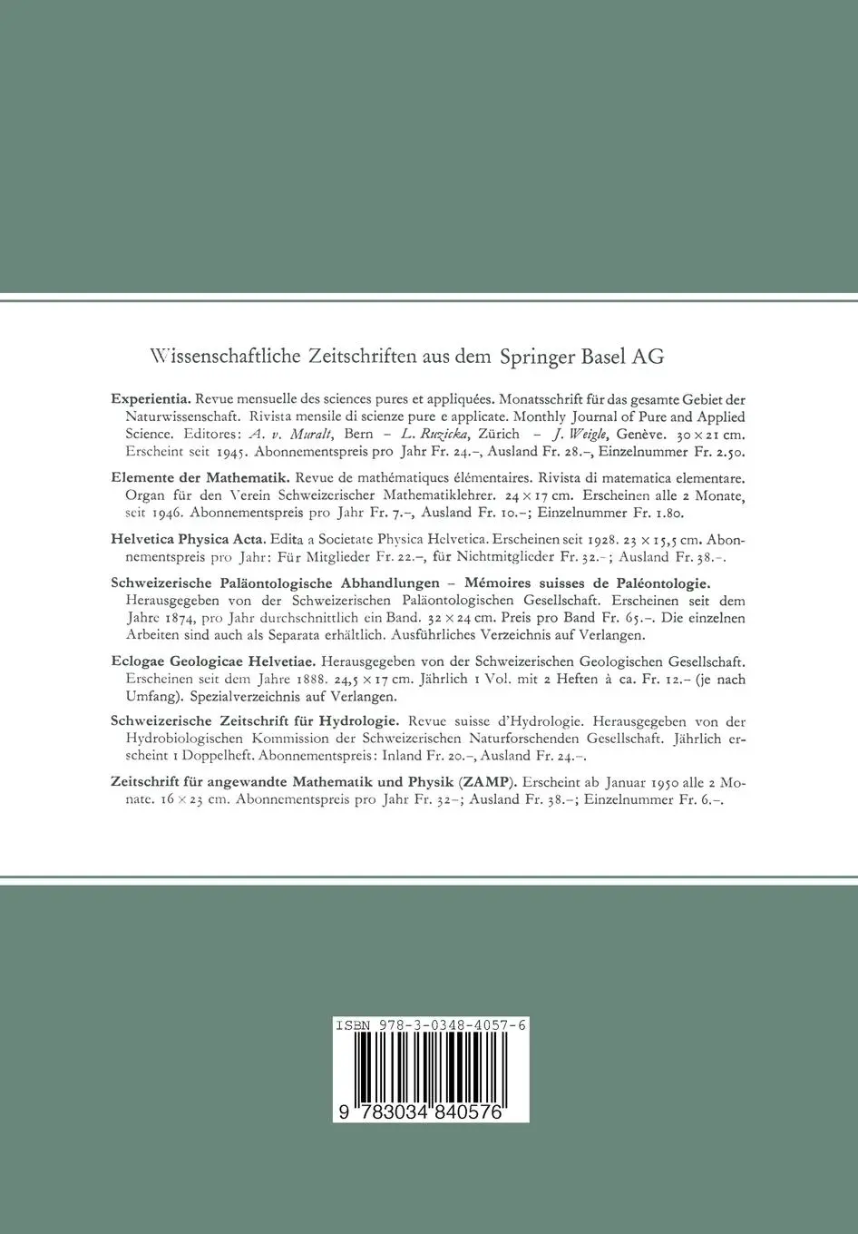 Rückseite: 9783034840576 | Philosophische Grundlagen der Quantenmechanik | Hans Reichenbach