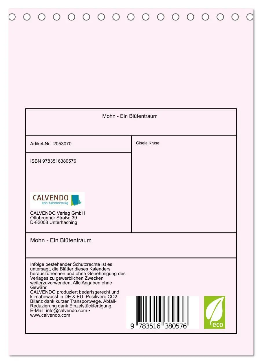 Bild: 9783516380576 | Mohn - Ein Blütentraum (Tischkalender 2026 DIN A5 hoch), CALVENDO...